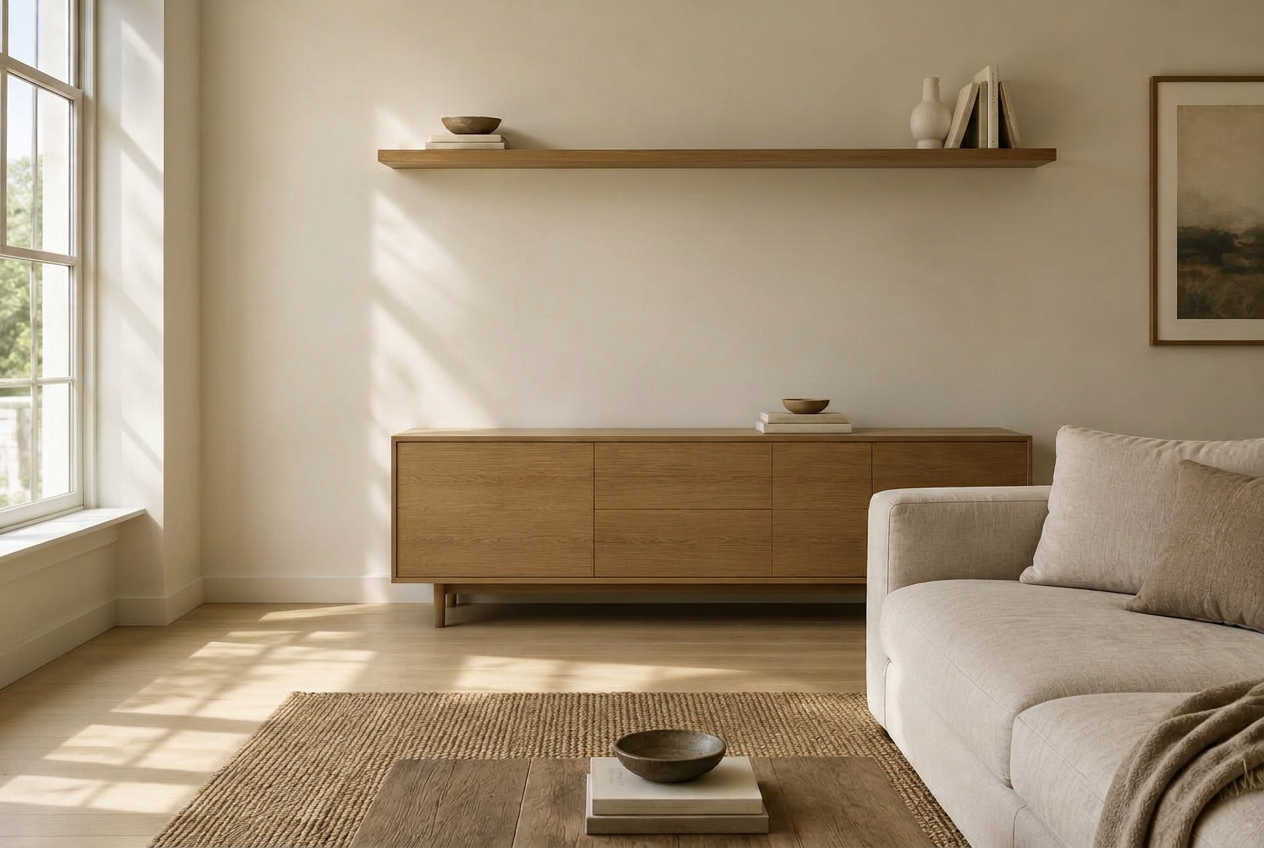 Antes: Sala con luz de tarde